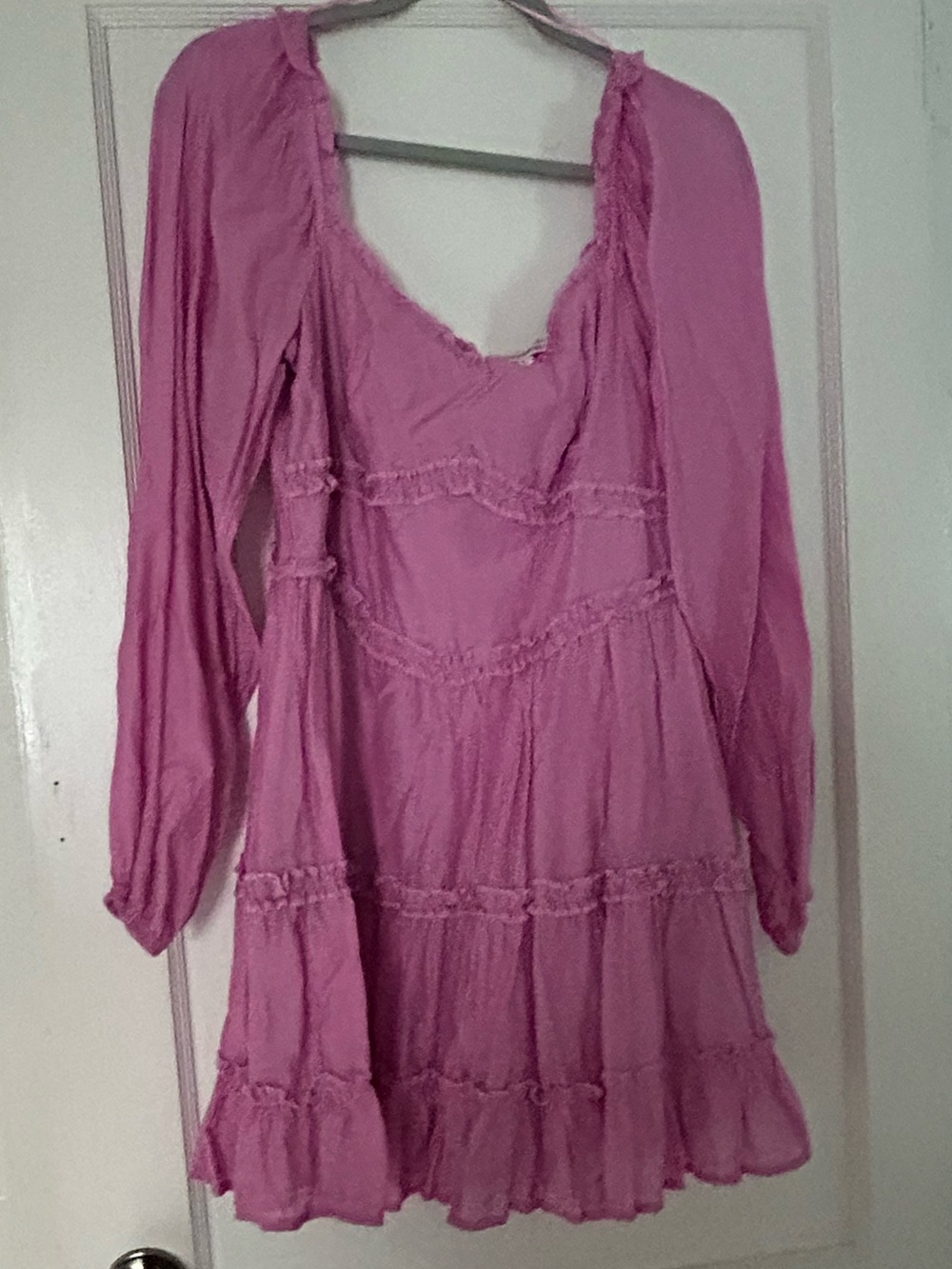 Francesca's Pink Ruffle Tiered Mini Dress